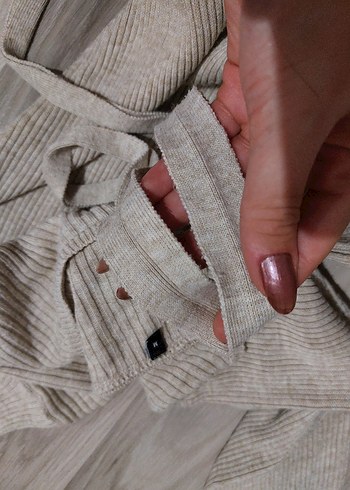 Bej Uzun Kollu Fit Triko Elbise - Görsel 3