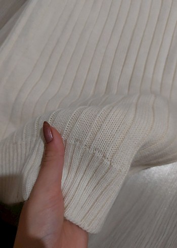 Beyaz Kadın Uzun Triko Elbise takım - Görsel 2