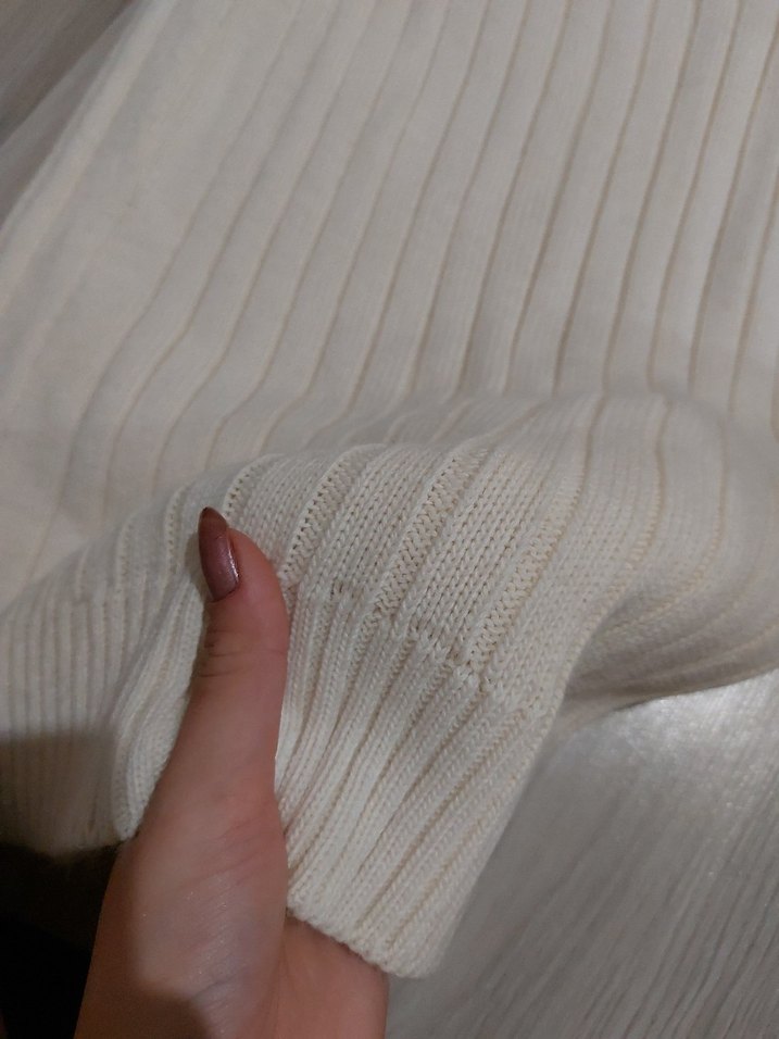 Beyaz Kadın Uzun Triko Elbise takım - Görsel 2