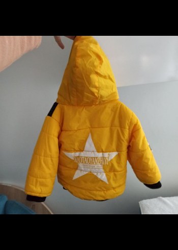 Sarı Erkek Çocuk Baskılı Düğmeli Mont - Görsel 2