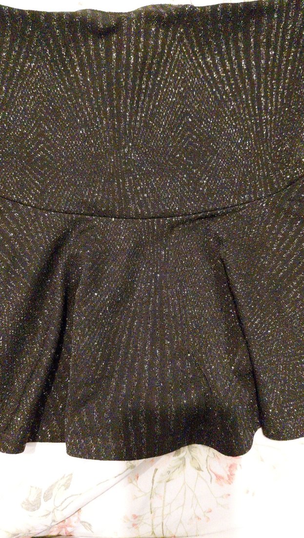 Parlak Siyah Pilili Midi Hamile Eteği - Görsel 2