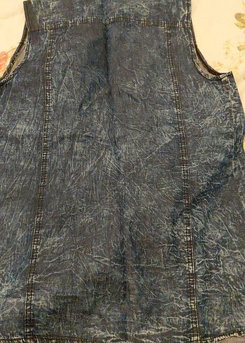 Nakışlı Gri Kolsuz Denim Ceket - Görsel 2