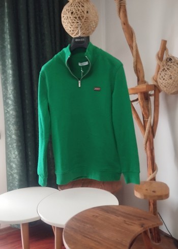 Erkek Siyah Fermuarlı Yüksek Yakalı Sweatshirt - Görsel 2