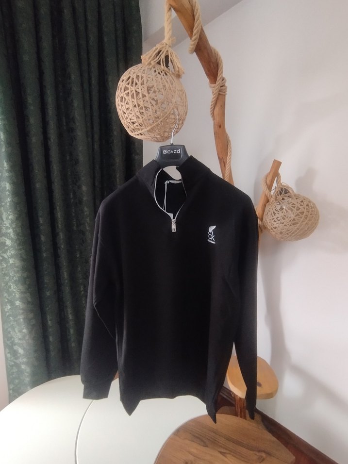 Erkek Siyah Fermuarlı Yüksek Yakalı Sweatshirt - Görsel 3