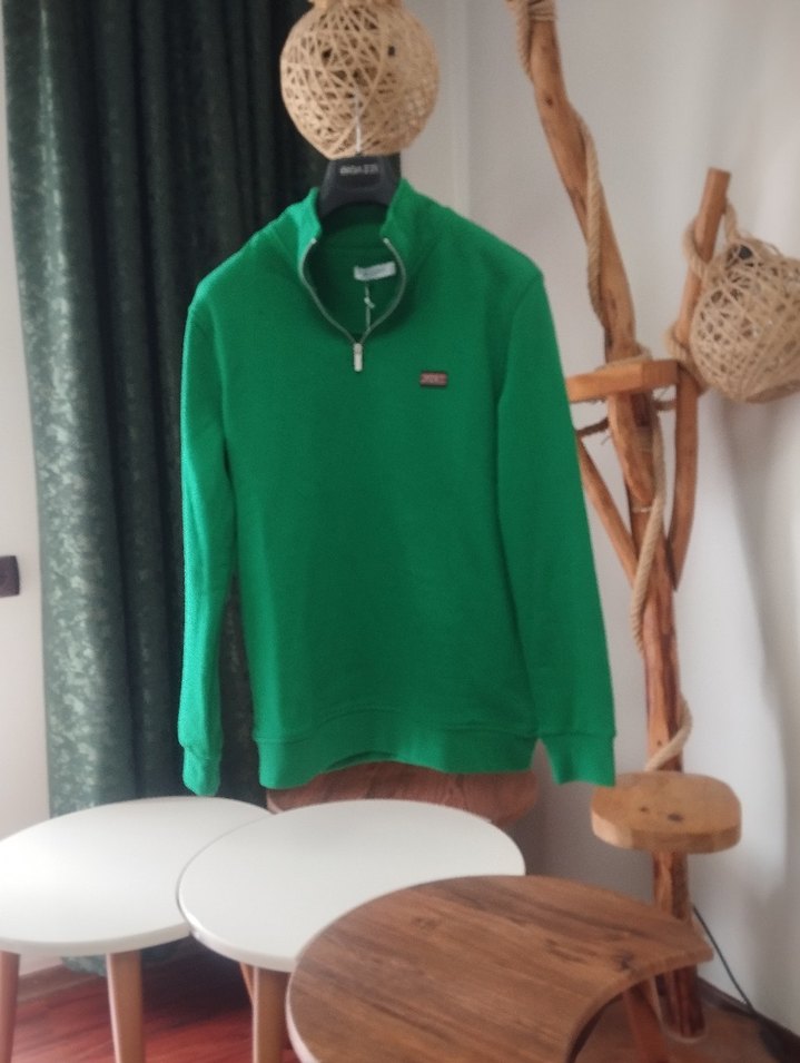 Erkek Siyah Fermuarlı Yüksek Yakalı Sweatshirt - Görsel 2