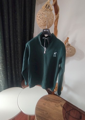 Erkek Siyah Yarım Fermuarlı Sweatshirt - Görsel 2