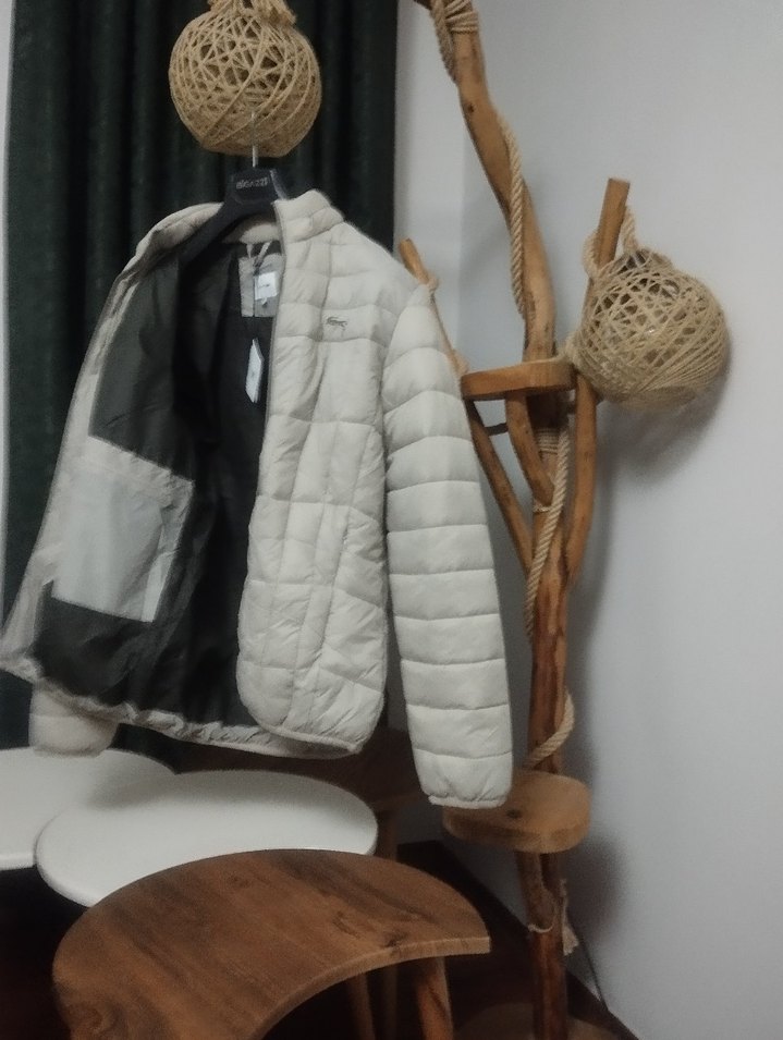 taş rengi erkek dik yaka kapitone mont - Görsel 3