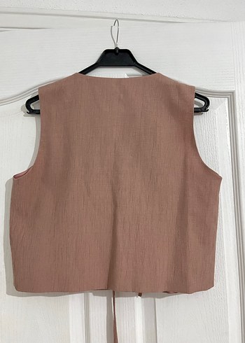 Keten V Yaka Düğmeli Kadın Yelek - Görsel 2