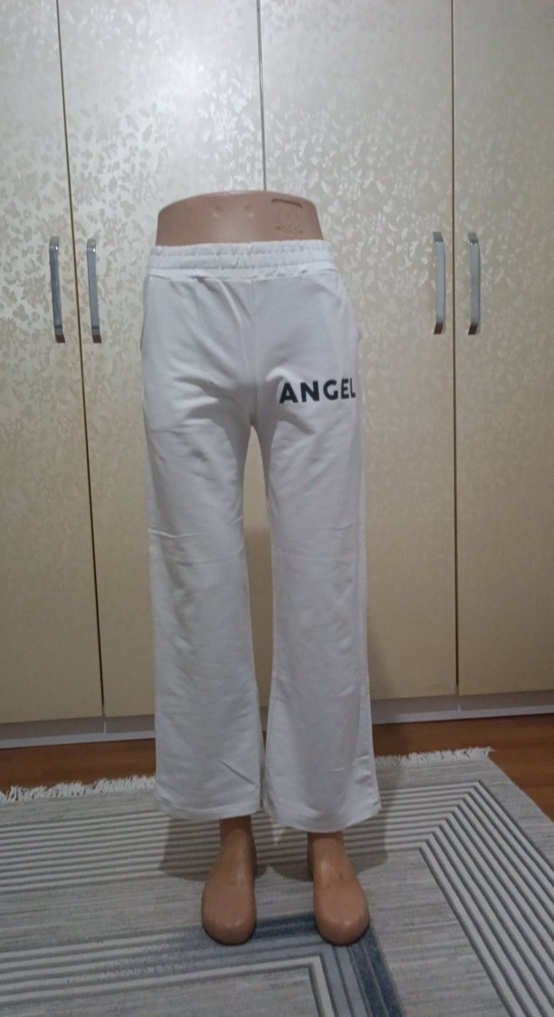 Beyaz ANGEL Baskılı Pamuklu Kadın Eşofman Altı - Görsel 2