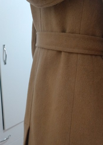 Kadın Bej Kemerli Uzun Polar Kaban - Görsel 5