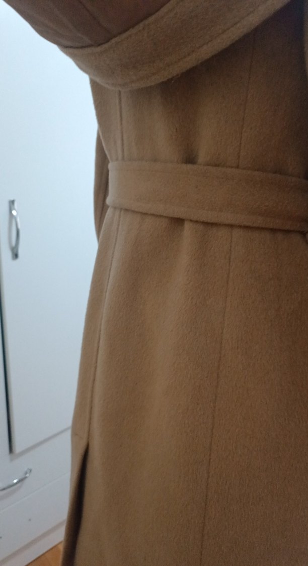 Kadın Bej Kemerli Uzun Polar Kaban - Görsel 5