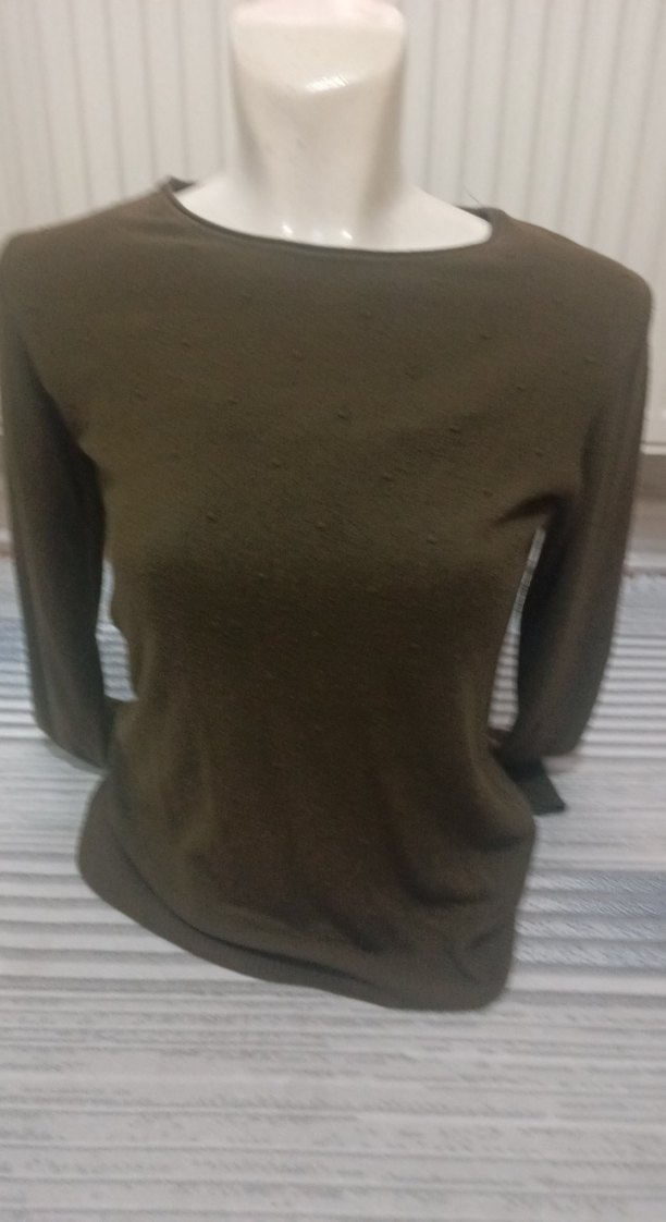 Kadın haki Triko Bisiklet Yaka Kazak - Görsel 3