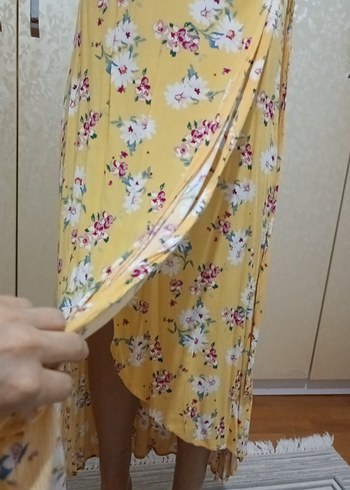 LCW Sarı Çiçek Desenli Uzun Midi Etek - Görsel 4