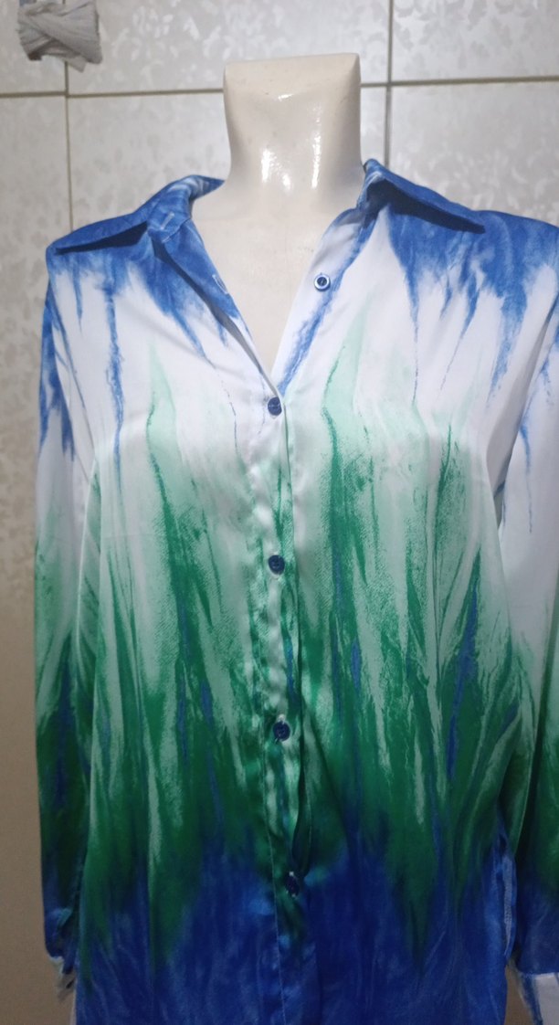 Uzun Kollu, Bağlama Desenli Bohem Kadın Gömlek - Görsel 3