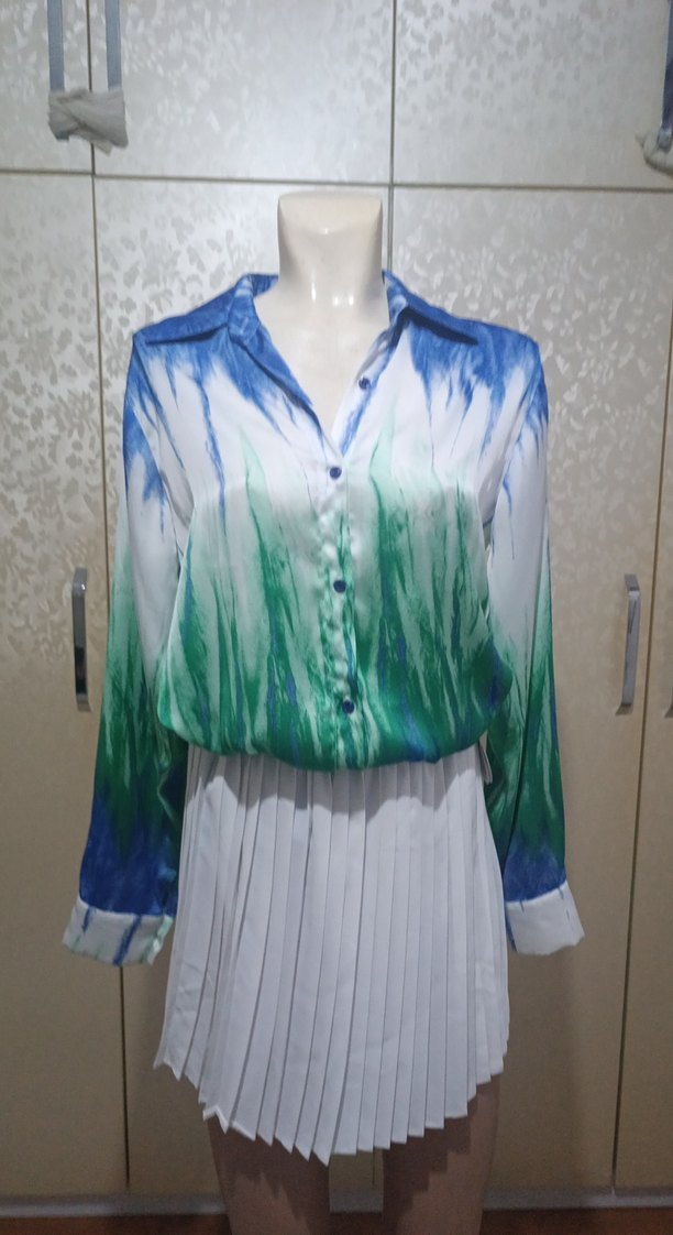 Uzun Kollu, Bağlama Desenli Bohem Kadın Gömlek - Görsel 4