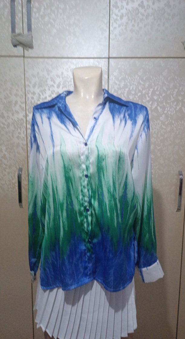 Uzun Kollu, Bağlama Desenli Bohem Kadın Gömlek - Görsel 2