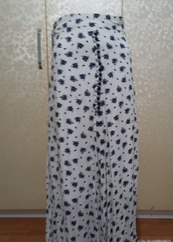 Düğmeli Uzun Bağlama Desenli Kadın Etek - Görsel 3