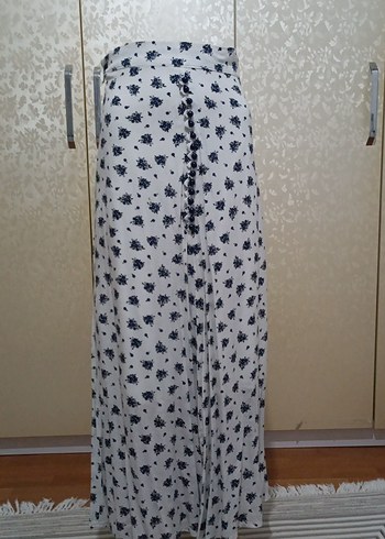 Düğmeli Uzun Bağlama Desenli Kadın Etek - Görsel 2