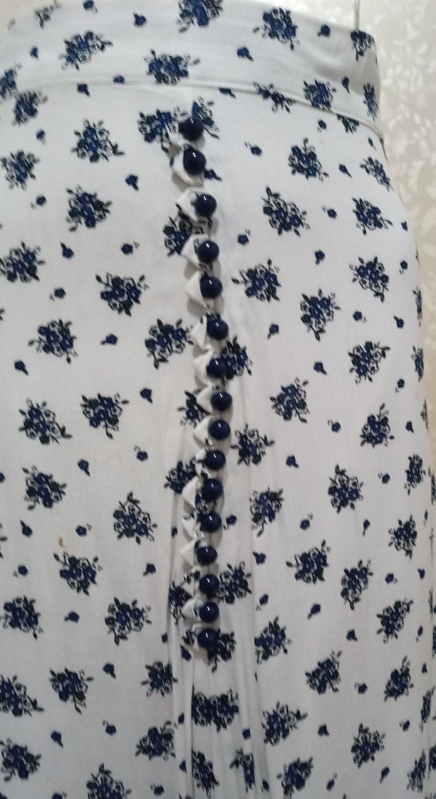 Düğmeli Uzun Bağlama Desenli Kadın Etek - Görsel 4