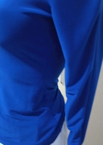 Kadın Mavi Drapeli Uzun Kollu Bluz - Görsel 4