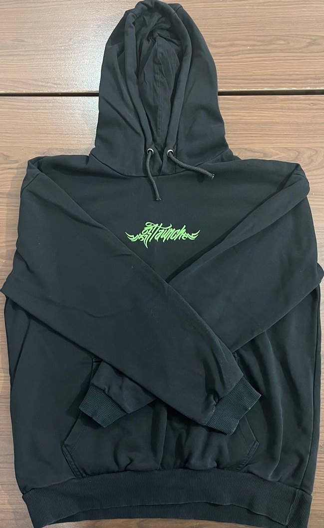 Siyah Kapüşonlu Baskılı Sweatshirt - Görsel 2