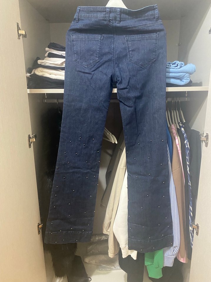 Boncuk İşlemeli Lacivert Kadın Kot Pantolon - Görsel 2