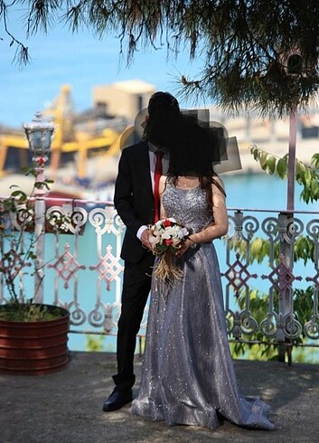 Gri uzun elbise 