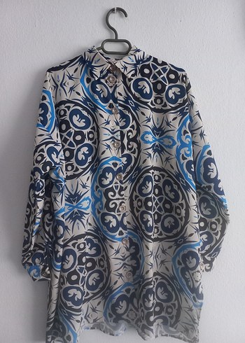 Bohem Uzun Kollu Düğmeli Kadın Gömlek - Görsel 2