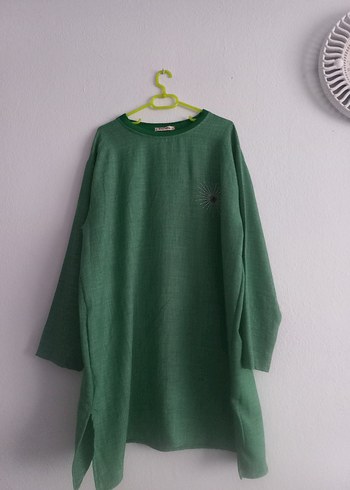 Yeşil Kadın Keten Tunik - Görsel 4