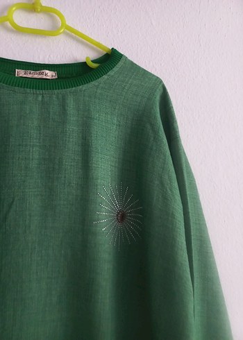 Yeşil Kadın Keten Tunik - Görsel 3