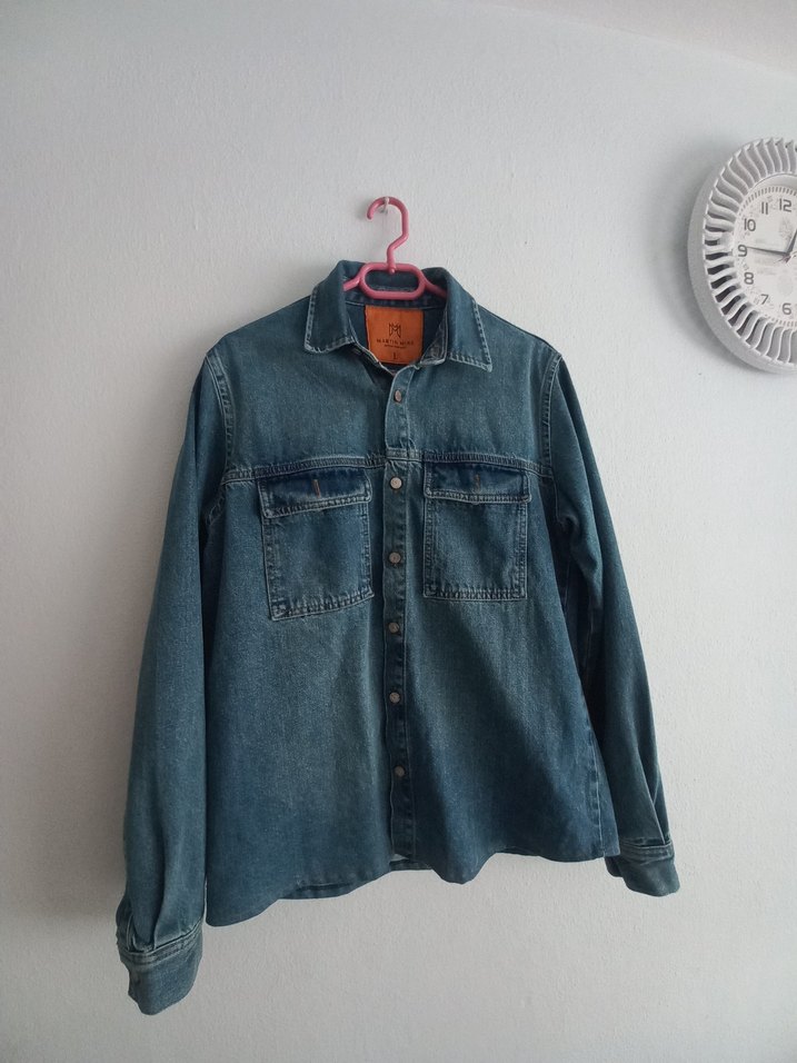 Düğmeli Mavi Denim Erkek Ceket - Görsel 4