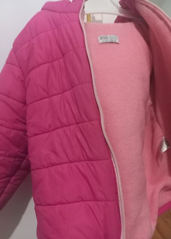 Kız Çocuk Pembe Fermuarlı Polar Mont - Görsel 5