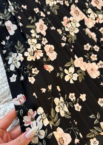 Bohem Çiçek Desenli Uzun Pilili Etek - Görsel 3