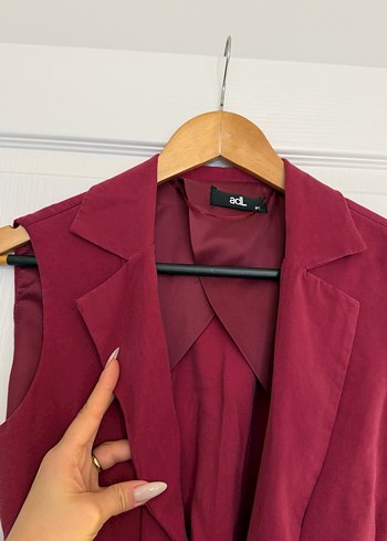 ADL marka Bordo Kemerli V Yaka Kadın Yelek - Görsel 3