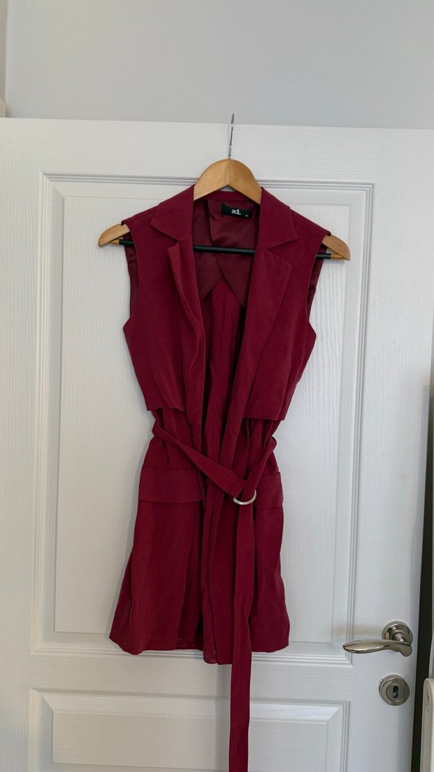 ADL marka Bordo Kemerli V Yaka Kadın Yelek - Görsel 2