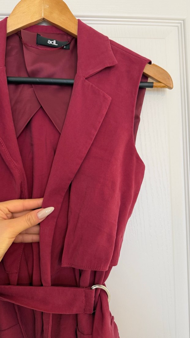 ADL marka Bordo Kemerli V Yaka Kadın Yelek - Görsel 5