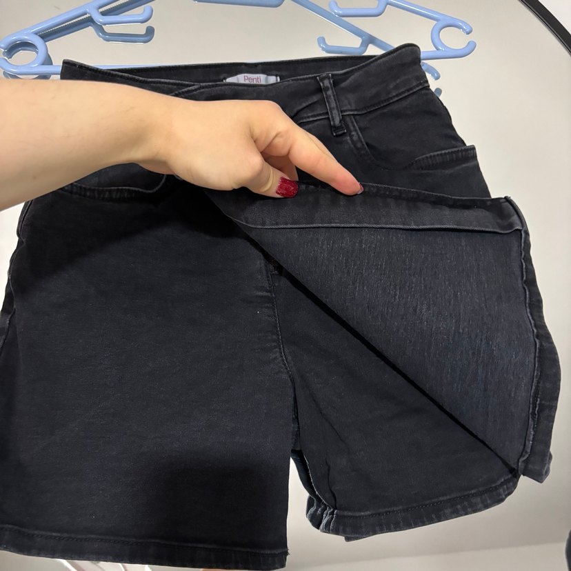 Kadın Siyah Denim Etekli Şort - Görsel 2