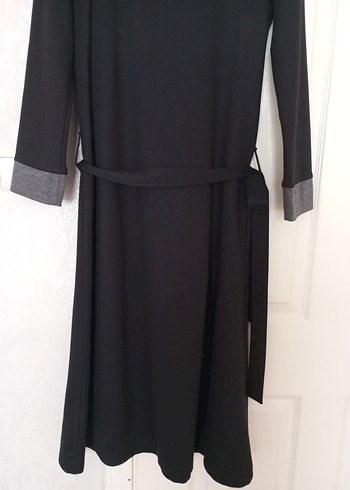 Gri Yaka Detaylı  elbise Uzun Kollu - Görsel 3