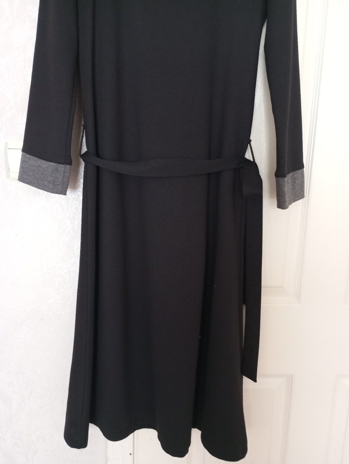 Gri Yaka Detaylı  elbise Uzun Kollu - Görsel 3