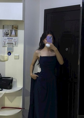 lacivert Uzun Straplez abiye - Görsel 2