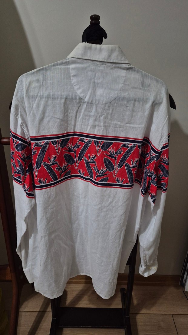 Beyaz Baskılı Uzun Kollu Erkek Gömlek - Görsel 3