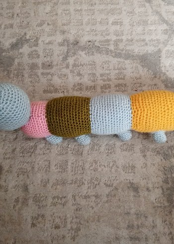 Pastel Renkli Örgü Tırtıl Peluş Oyuncak - Görsel 3