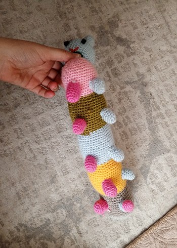 Pastel Renkli Örgü Tırtıl Peluş Oyuncak - Görsel 4