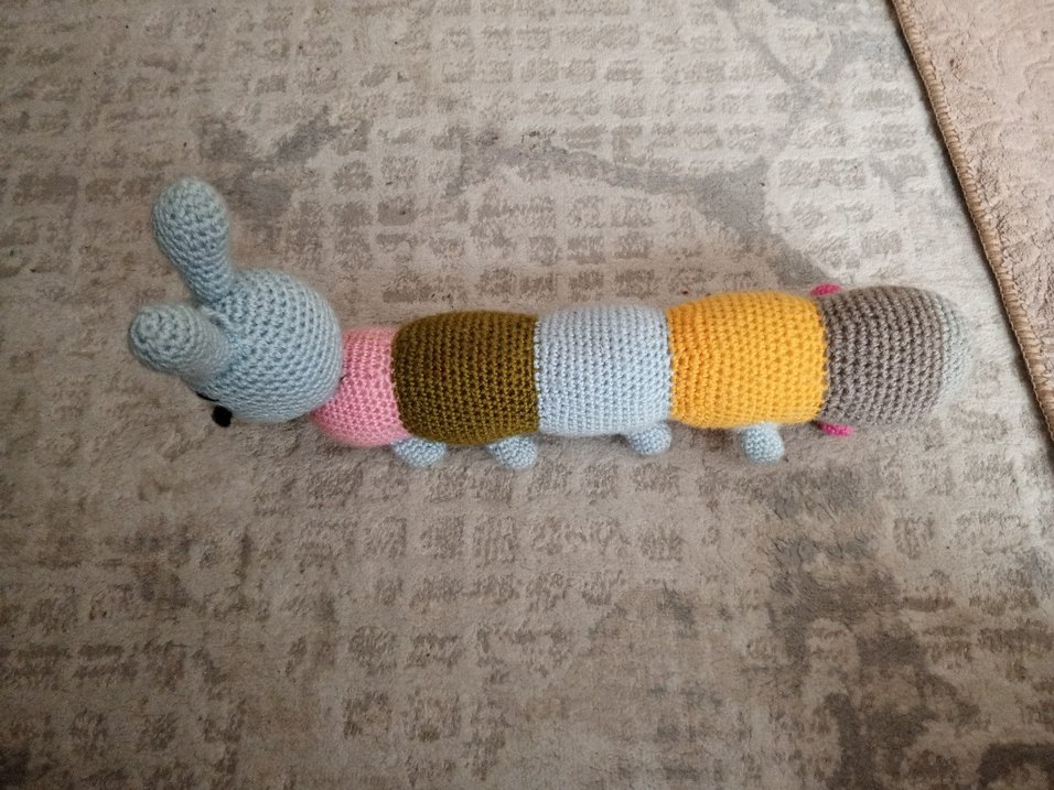 Pastel Renkli Örgü Tırtıl Peluş Oyuncak - Görsel 3