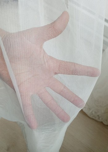 Gri Desenli Beyaz Tül Perde - Görsel 4