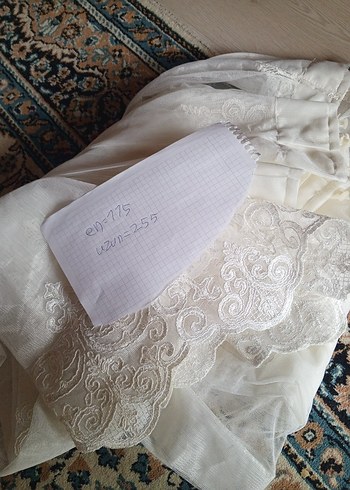 Gri Desenli Beyaz Tül Perde - Görsel 5