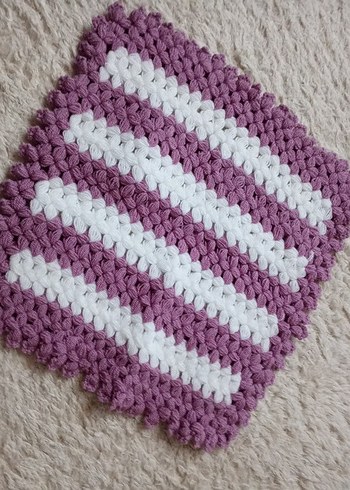 Mor ve Beyaz El Yapımı Banyo Süngeri - Görsel 2