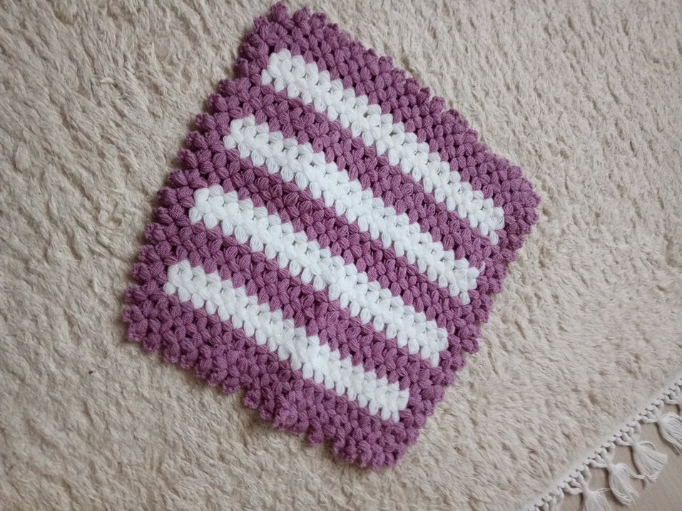 Mor ve Beyaz El Yapımı Banyo Süngeri - Görsel 2