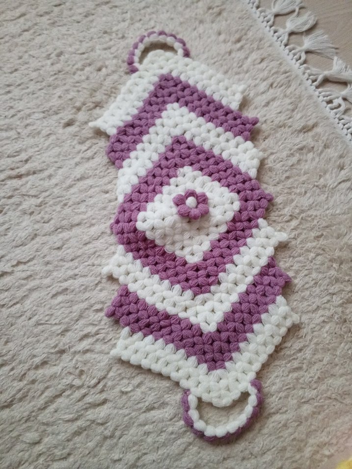 Mor ve Beyaz El Yapımı Banyo Süngeri - Görsel 3