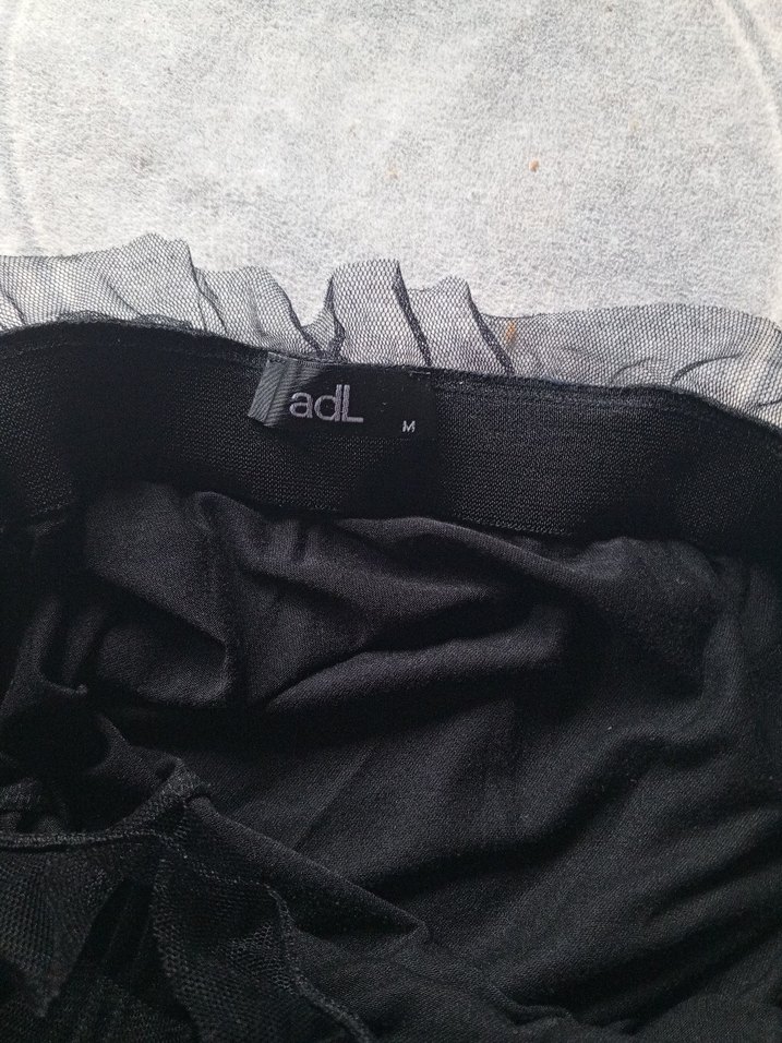 Drapeli Siyah Midi Gotik Kadın Etek - Görsel 2